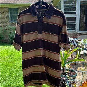 O'Neill Men's Polo with Chocolate and Beige Stripes